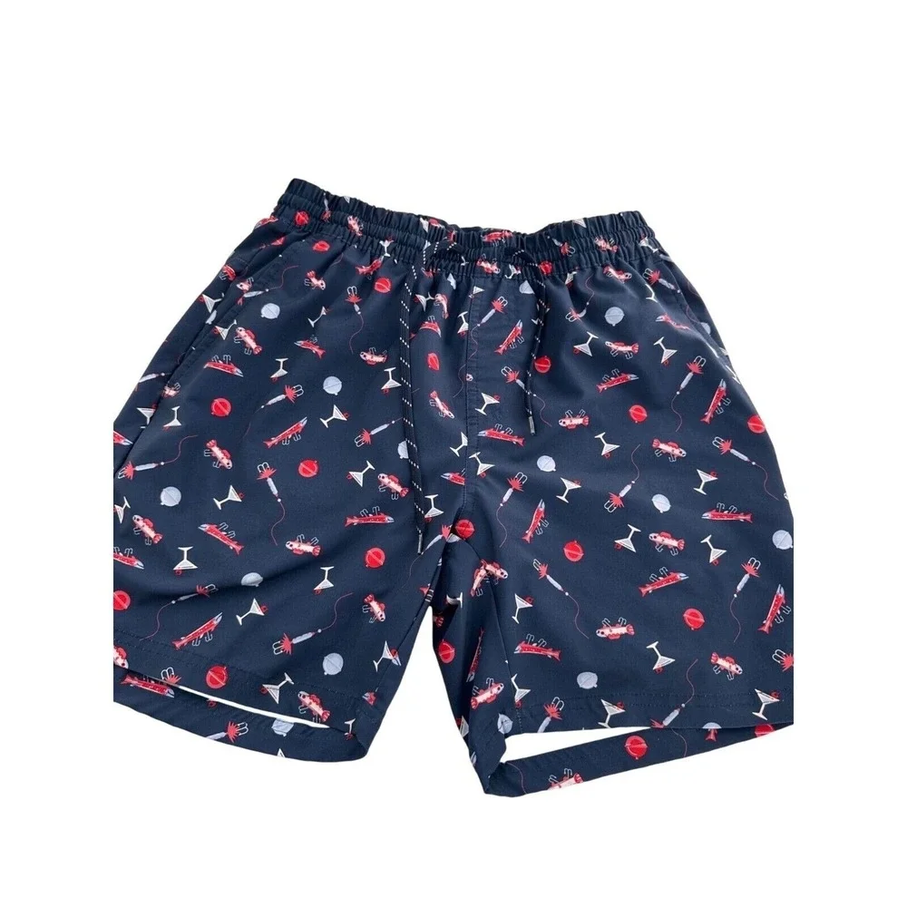 Columbia PFG‎ Mens Fishing Swim Shorts S Navy Fishing Print martini Bathing
